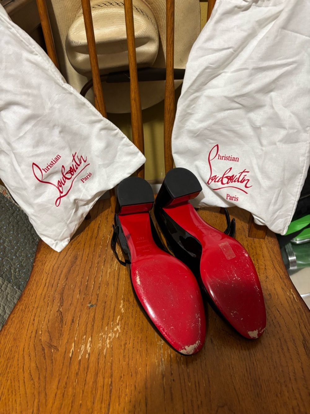Christian Louboutin Black Patent Mary Jane Pumps with Red Sole - Picture 5 of 7